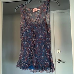 NWOT Juicy Couture Silk Ruffled Tank Top with Matching Camisole Size 0